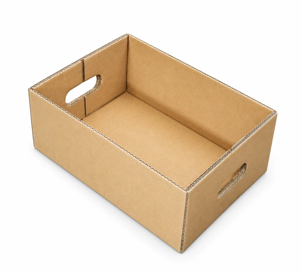Open-top fruit & vegetable trays, illustrative box design with no branding