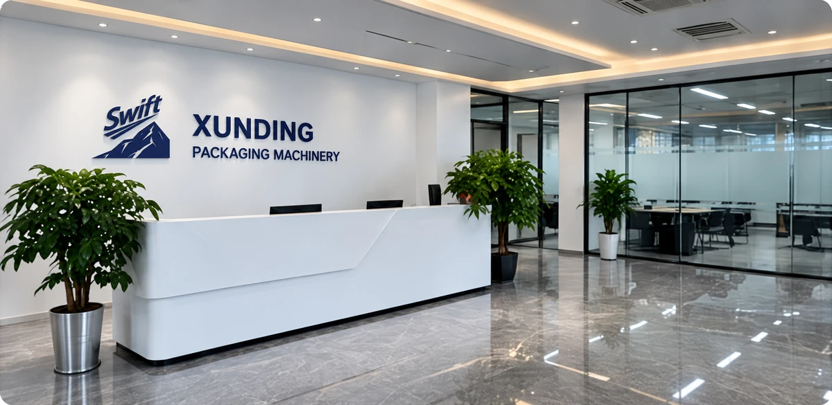 Xunding reception design illustration with the official Swift wall logo
